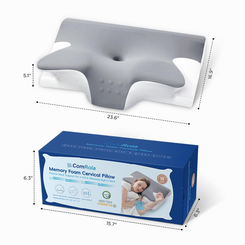 Memory Foam Neck Pillow , Adjustable Ergonomic Memory Foam Neck Pillows, Cervical Support, Breathable & Removable Pillowcase, for Side Sleep ,Stomach and Back Sleeper