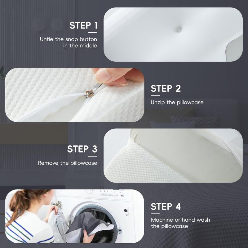 Memory Foam Neck Pillow , Adjustable Ergonomic Memory Foam Neck Pillows， Cervical Support, Breathable & Removable Pillowcase， for Side Sleep ，Stomach and Back Sleeper