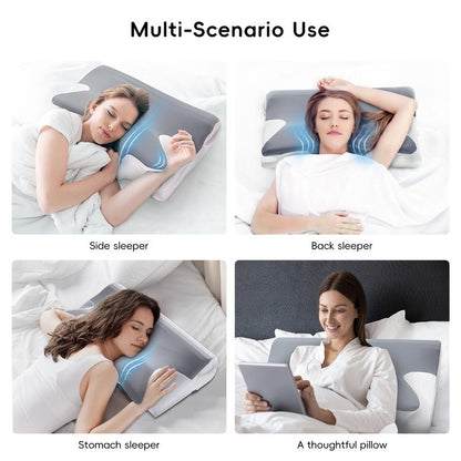 Memory Foam Neck Pillow , Adjustable Ergonomic Memory Foam Neck Pillows， Cervical Support, Breathable & Removable Pillowcase， for Side Sleep ，Stomach and Back Sleeper